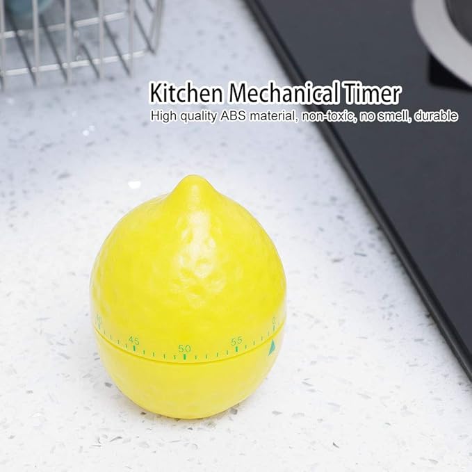 Lemon Mechanical Kitchen Timer, Cute Lemon Timer for Kids, Wind Up 60 Minutes Manual Countdown for Classroom, Home, Study and Cooking, 6.2x6.2x8cm