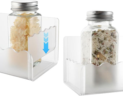 12 inch Spice Rack Wall Mounted,4 Pack Spice Organizer Shelf for Stove Cabinet Pantry Door, Adhesive or Screw Hanging Wall Spice Shelf Storage Holder in Kitchen and RV - Frost Color