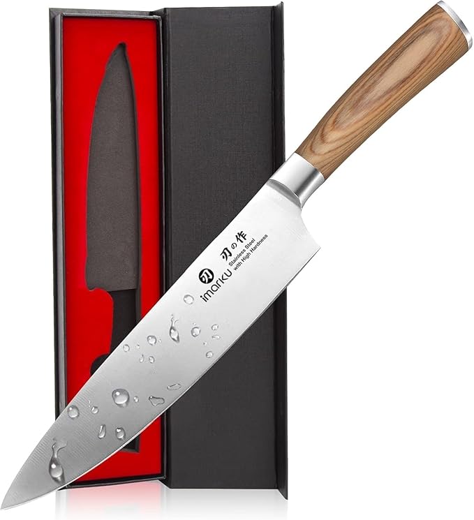 imarku Chef Knife - Pro Kitchen Knife 8 Inch Chef's Knives Japanese SUS440A Stainless Steel Sharp Paring Knife with Ergonomic Handle, Golden Handle, Birthday Gifts for Men and Women,Gyutou Knives by imarku