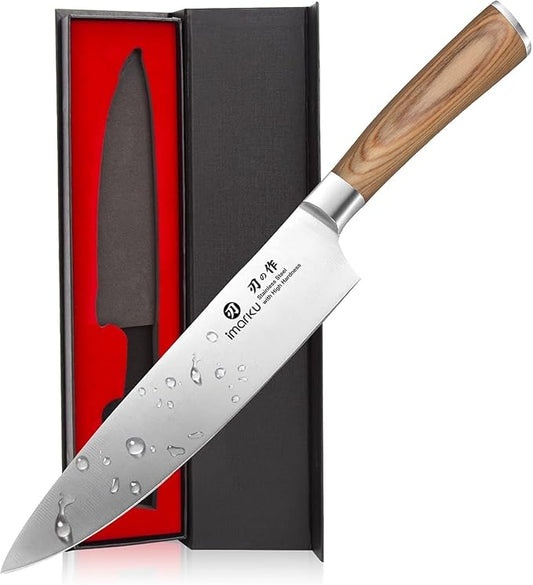 imarku Chef Knife - Pro Kitchen Knife 8 Inch Chef's Knives Japanese SUS440A Stainless Steel Sharp Paring Knife with Ergonomic Handle, Golden Handle, Birthday Gifts for Men and Women,Gyutou Knives by imarku