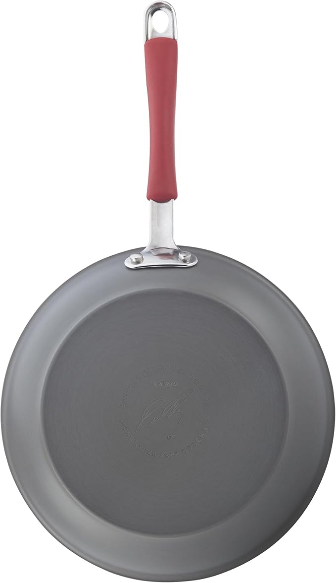 Rachael Ray - 87630 Rachael Ray Cucina Hard Anodized Nonstick Cookware Pots and Pans Set, 12 Piece, Gray with Red Handles - Image 11