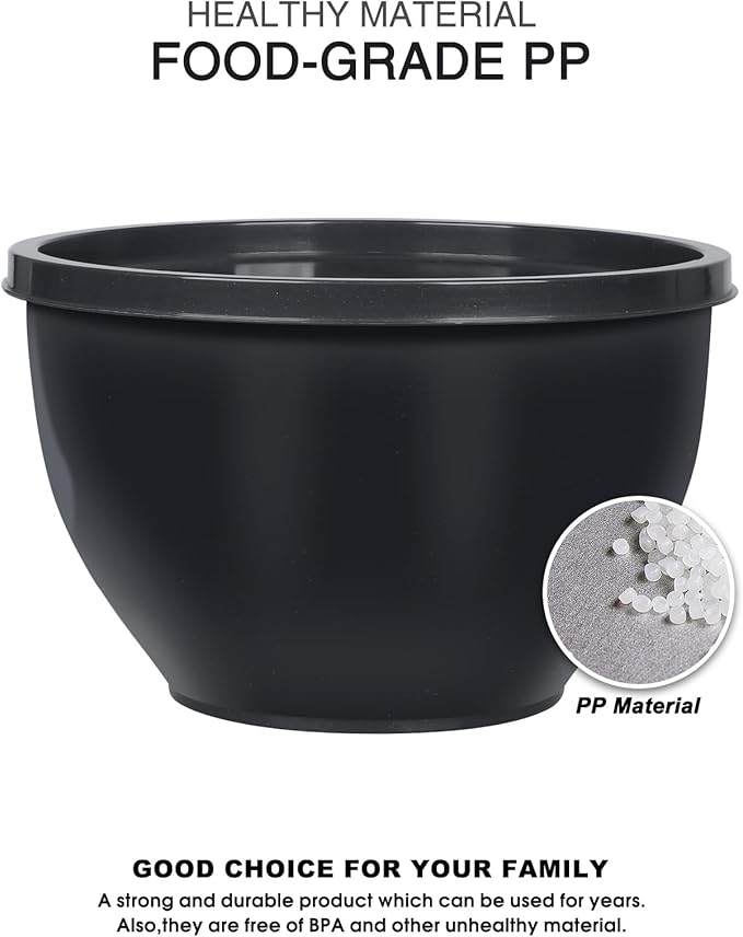 Greentainer Plastic Mixing Bowls with Lids Set for Kitchen, 5 Set Nesting Bowls for Mixing, Baking, Prepping, Cooking and Serving Food, Mixing Bowls Dishwasher, Microwave Safe - Image 4