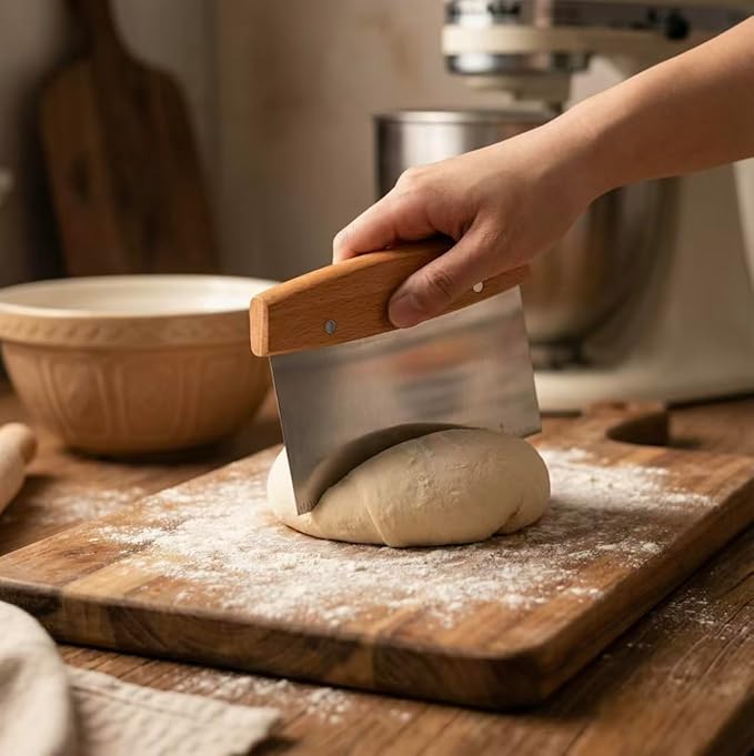 Dough Cutter, Kitchen Scraper, Food Scraper, Multipurpose Pastry Pizza Baking Cooking Cutting Board, Bench Scraper Kitchen Tool, Stainless Steel Metal Griddle Scraper Chopper Tool - Image 2