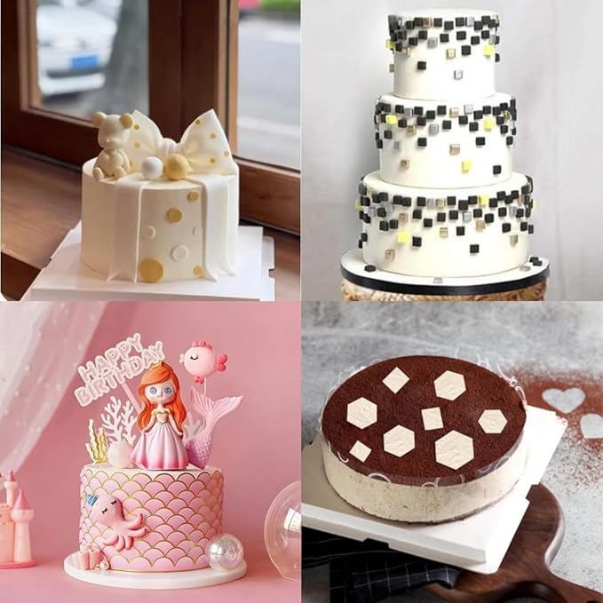 Hexagon Cookie Cutter Cake Mold Fondant Cutters,Fishscale Circle Cookie Cutters,Geometric Biscuit Cutters Football Fondant Impression Mat Cake Border Decorating Tools