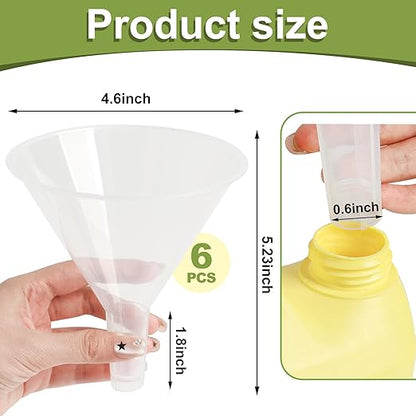 6 Pack Plastic Funnels, 4.6 Inch Multi-Purpose Clear Plastic Funnels with Long Reaching Spout for Science Lab Bottle Filling Liquid,Water Bottle,Easy and Smooth Transfer - Image 4