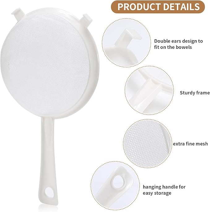 Kefir Strainer Set, 3-Size Plastic Non-Metal Sieve with Fine Mesh for Kefir Grains, Milk Kefir, Water Kefir & Kombucha & Quinoa - Durable, Food Grade & Easy Clean - Image 3