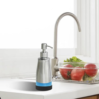 AUMIO Soap Dispenser with Non-Slip Silicone Pad - 2 Pack, Stainless Steel Case Glass Liner Hand Pump for Kitchen and Bathroom - Image 5