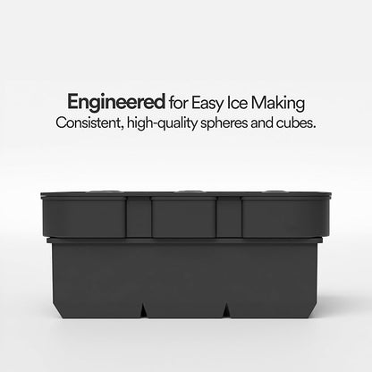 Silicone Ice Cube Trays – Large Silicone Molds for 2-Inch Ice Cubes and Spheres Whiskey Ice Cube Trays with Lids for Cocktails & Bourbon – Set of 2