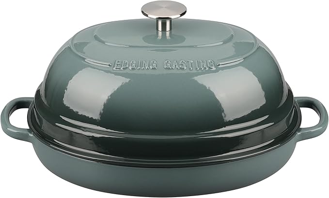 EDGING CASTING Enameled Oval Cast Iron Dutch Oven Pot with Lid, Bread Dutch Oven for Sourdough Bread Baking, Dutch Oven Bread, Bread Oven, 6QT, Slateblue - Image 7
