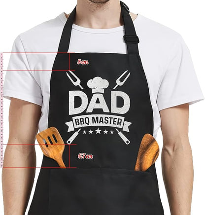 SANDJEST Funny Mens Aprons with Pockets for BBQ Grilling Cooking Grandpa Husband Apron for Birthday Christmas Father's Day
