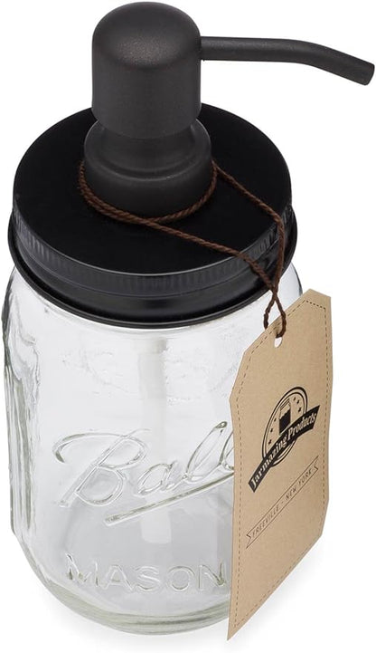 Jarmazing Products Mason Jar Soap Dispenser - Black - 16 oz Ball Mason Jar Liquid Dispenser for Kitchen & Bathroom - Glass - Dish Soap Dispenser with Rust Proof Stainless Steel Pump & Lid - Image 3