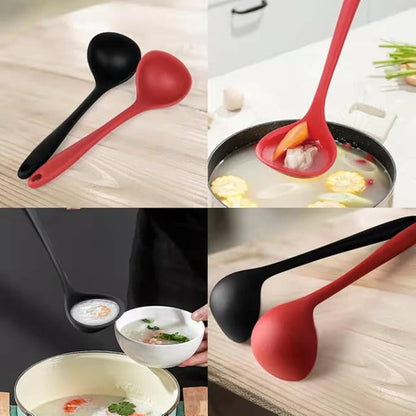 12" Silicone Ladle Spoon Set of 2, Long handle soup spoons Seamless & Nonstick, Heat resistant 600 °F Kitchen Soup Ladles for Cooking. - Image 3
