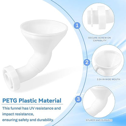 RV Water Inlet Funnel, 3.54-in Wide Mouth Gravity Fresh Water Tank Fill Funnel for Water Inlet Hatch, Travel Trailer Essentials Accessories Supplies, Screw-On Hands-Free Design