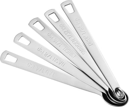 5Pcs Teaspoon Measuring Spoons, 1/4 tsp, 1/8 tsp, 1/16 tsp, 1/32 tsp, 1/64 tsp Metal Measuring Spoons Set, Stainless Steel Cooking Baking Tiny Measuring Spoon for Powders, Spices, Salt - Image 7