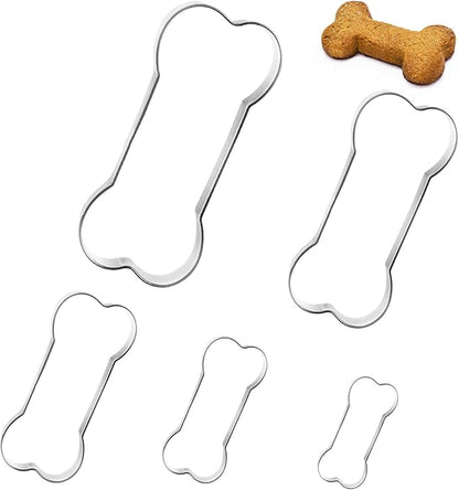 Dog Bone Cookie Cutters Biscuit for Kids DIY Lunchbox Bento Box Fruit Vegetable Sandwich Cutters for Children Boys Girls, Pack of 5