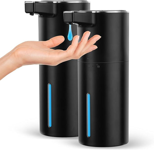 2 Pack Automatic Soap Dispenser: 13.52oz/400ml Wall Touchless Liquid - 4-Level Adjustable Modern Electric Hand Soap Dispenser - Kitchen Bathroom Kids Family Black by GURITHEHOME