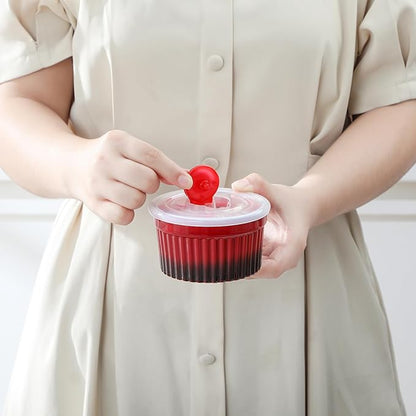 vancasso 6 oz Ramekins with Lid, Porcelain Creme Brulee Souffle Dishes, Red Pudding Custard Cups Ramiken for Baking, Dishwasher and Oven Safe, Set of 6 - Image 8