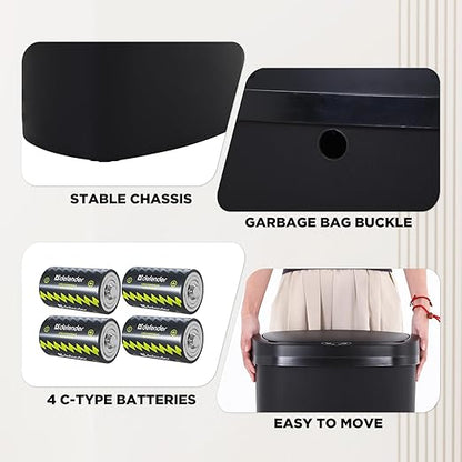 PayLessHere | 13 Gallon Plastic Trash Can | Black | Automatic Touchless Lid with Motion Sensor | Kitchen Garbage Can with Waterproof Design | for Home, Office, Bathroom | Pack of 1 - Image 6
