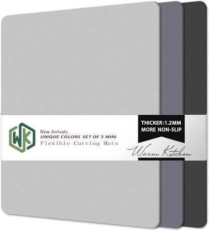WK Small Flexible Plastic Cutting Boards for Kitchen Set of 3, Non Slip Cutting Mats for Meat, Mini Cutting Board Mats, BPA Free, Dishwasher Safe, 7.3x11.5" by WKHome
