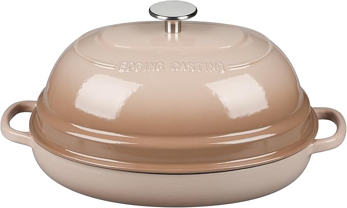 EDGING CASTING Enameled Oval Cast Iron Dutch Oven Pot with Lid, Bread Dutch Oven for Sourdough Bread Baking, Dutch Oven Bread, Bread Oven, 6QT, Mocha - Image 3