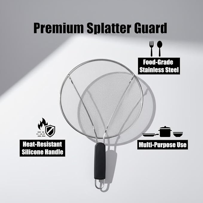 KitchenGuard Stainless Steel Splatter Guard Set of 2 for Frying Pan – 13 Inch & 10 Inch Heavy Duty Grease Splatter Screen, Oil Splash Guard & Splatter Shield for Cooking, Dishwasher Safe, Easy to Hang - Image 8