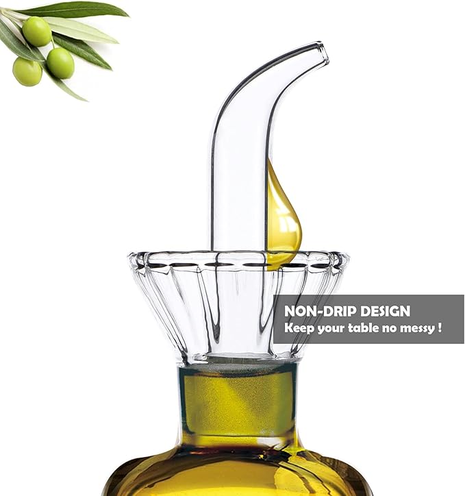 HAIZEEN 16 oz/480ml Non-Drip Olive Oil Dispenser Bottle 100% Glass Oil Carafe Decanter for Kitchen Oil & Vinegar Cruet for Cooking & BBQ - Image 4