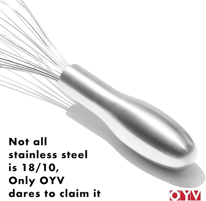 OYV 12" Whisk for Cooking, Ergonomic Handle, Dishwasher Safe 18/10 Stainless Steel Whisk, Professional Kitchen Wire Whisk, Perfect for Blending, Whisking, Baking, and Beating - Image 3