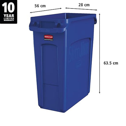 Rubbermaid Commercial Products Slim Jim Trash/Garbage Can with Venting Channels 16-Gallon Blue for Kitchen/Office/Workspace - Image 4