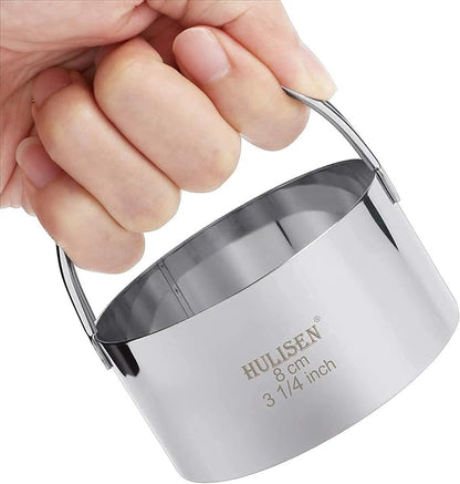 HULISEN Stainless Steel Biscuit Cutter Set, Silicone Mat, Pastry Scraper and Dough Blender, Sturdy & Long-Lasting with Ergonomic Rubber Grip, Professional Baking Dough Tools, Gift Package (4 Pcs/Set) - Image 2
