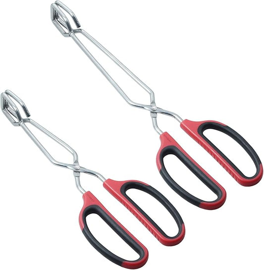 HINMAY Stainless Steel Scissor Tongs 10-Inch and 12-Inch Set, Set of 2 by HINMAY