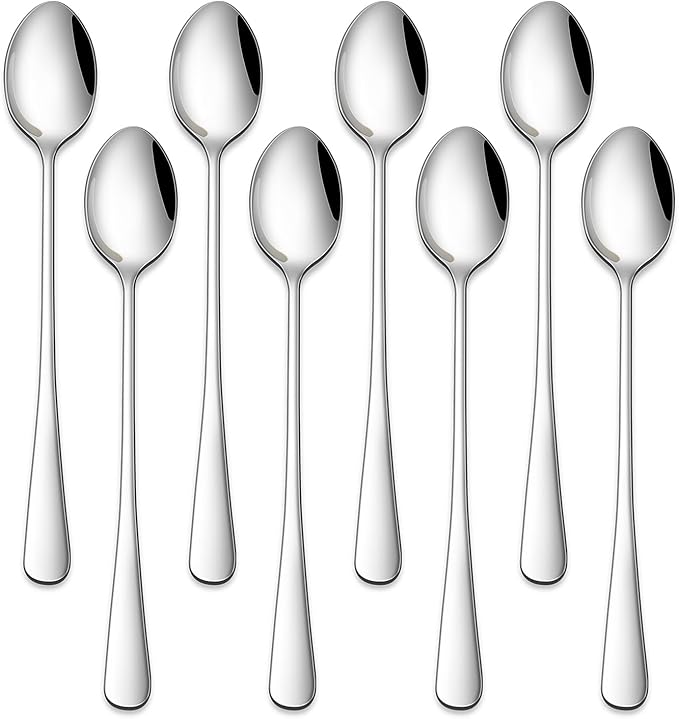 DEHOV 7.5 Inches Stainless Steel Iced Tea Spoons,Set Of 8 Long Stirring Spoons For Coffee,Cocktail,Ice Cream,Long Handle Iced Teaspoons,Latte Spoons For Mixing by DEHOVKitchen