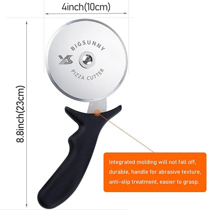 MSY BIGSUNNY Pro Pizza Cutter, Stainless Steel Pizza Cutter Wheel, with Super Sharp Pizza Slicer Dia 4-inch(10cm), Dishwasher Safe - Image 3