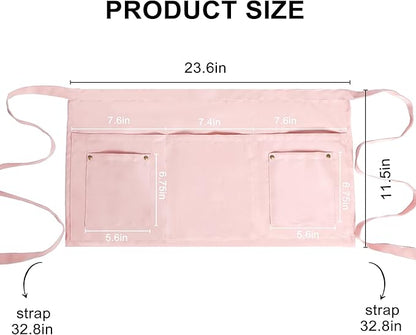Server Apron with 5 Pockets - Rivet buckle Unisex Short/Half Waiter Waist Short Apron