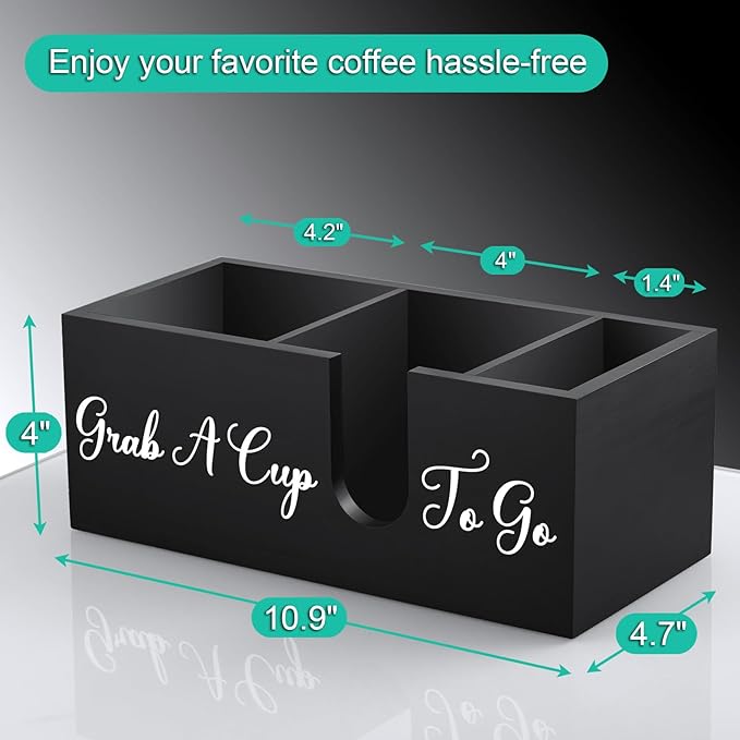ALELION Coffee Cup Holder for Countertop - Wood Coffee Bar Accessories and Organizer - Coffe Station Organizer for Cup Lid Stirrers Pod - Image 7