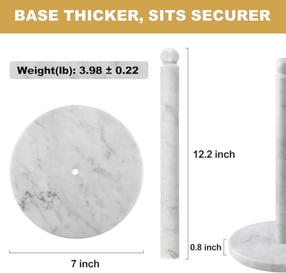 Koville Italian Marble Paper Towel Holder Countertop, Carrara Stone Paper Towel Holder Stand for Kitchen Storage, for Standard or Jumbo-Sized Rolls(Bianco Carrara) - Image 2