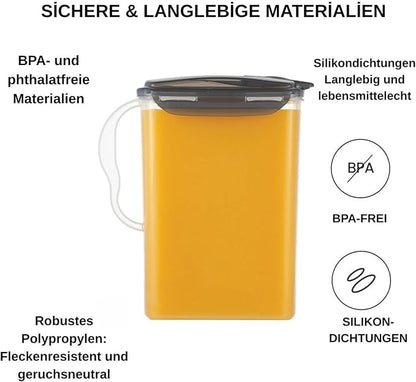 LocknLock Aqua Fridge Door Water Jug | Clear Pitcher | BPA Free Plastic Pitcher with Lid | 2 Quart Pitcher with Lid for Water, Juice, Tea & More Beverages, Gray - Image 3