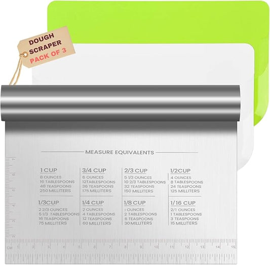 BOORIKA Dough Scraper & Bench Scraper Kitchen – Stainless Steel Sourdough Tools – Dough Cutter for Sourdough Bread, Pizza, and Flat Top Griddles – Chef Approved (Silver) by Boorika