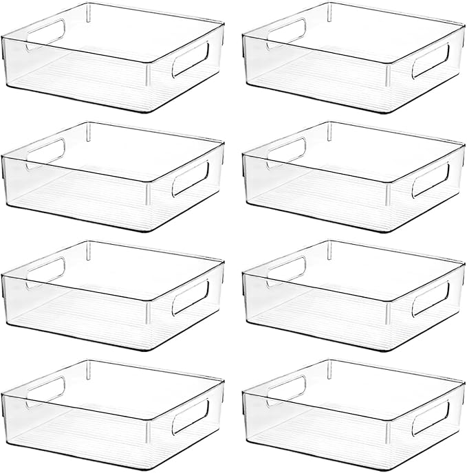 Clear Plastic Storage Bins, Home Bathroom Laundry Room Freezer Refrigerator Pantry Organizers and Storage Containers Fridge Organizer Bins Kitchen Organization Cabinet Medicine Bin for organizing by ShelfShaper