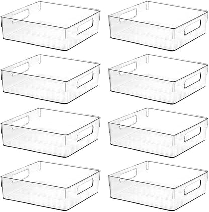 Clear Plastic Storage Bins, Home Bathroom Laundry Room Freezer Refrigerator Pantry Organizers and Storage Containers Fridge Organizer Bins Kitchen Organization Cabinet Medicine Bin for organizing by ShelfShaper