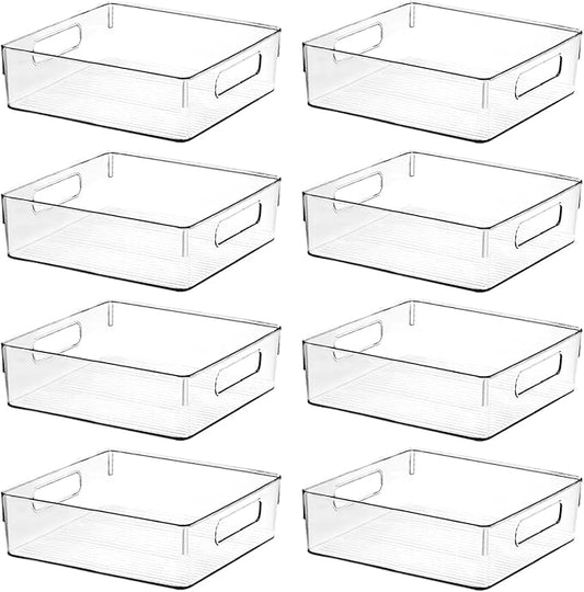 Clear Plastic Storage Bins, Home Bathroom Laundry Room Freezer Refrigerator Pantry Organizers and Storage Containers Fridge Organizer Bins Kitchen Organization Cabinet Medicine Bin for organizing by ShelfShaper