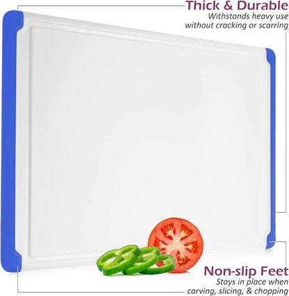 Large Cutting Boards for Kitchen - Dishwasher Safe Non-Slip Cutting Boards with Juice Grooves, Easy Grip Handles - Large and Thick Chopping Board Blue - Image 6