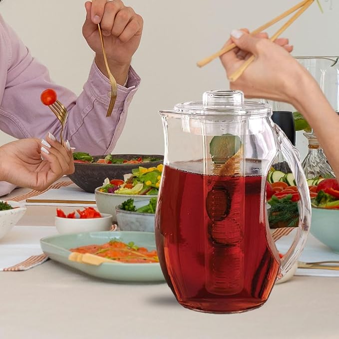 Large Fruit Infuser Water Pitcher (2.9 Quart / 93 Oz) – Shatterproof Acrylic Infusion Jug for Iced Tea, Juice, Beverages, Water, Lemon, Fruit & Herbs – BPA Free - Image 7