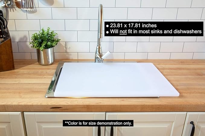 Thirteen Chefs Extra Large 24 x 18 Red Cutting Board - HDPE Plastic, 1/2" Thick Poly for Commercial Restaurant Kitchens, NSF Stamped - Image 5