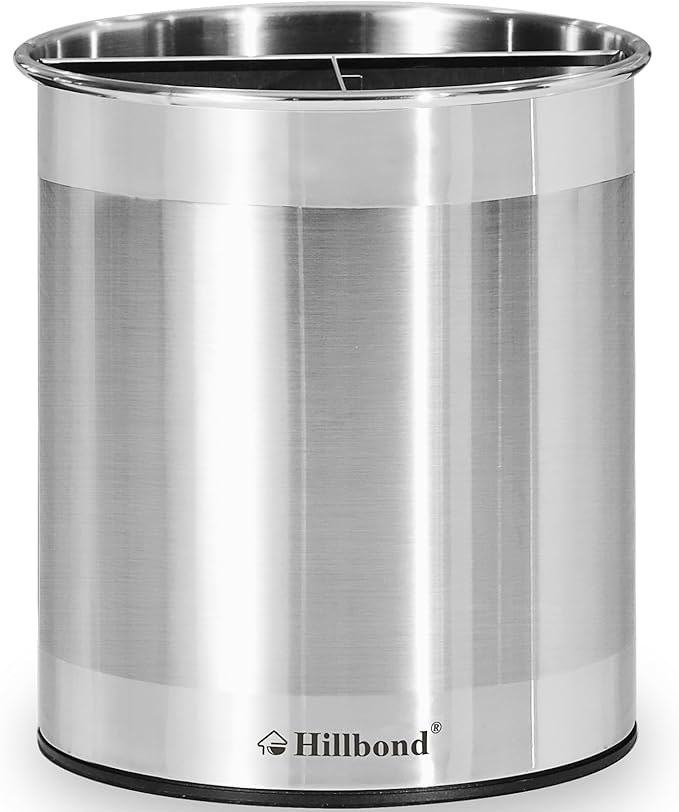 Hillbond 7.5x6.9 Inch EXTRA LARGE Utensil Holder for Countertop, Stainless Steel Rotating Organizer with Removable Divider, Space-Saving for Large Kitchen Utensils Set & Spacious Kitchens by Hillbond