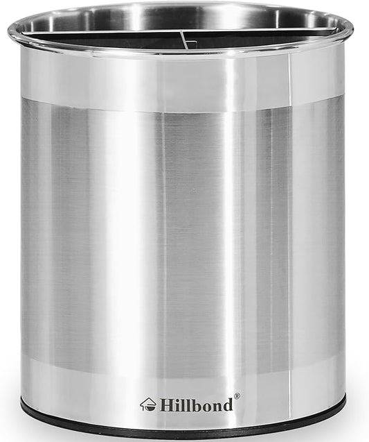 Hillbond 7.5x6.9 Inch EXTRA LARGE Utensil Holder for Countertop, Stainless Steel Rotating Organizer with Removable Divider, Space-Saving for Large Kitchen Utensils Set & Spacious Kitchens by Hillbond