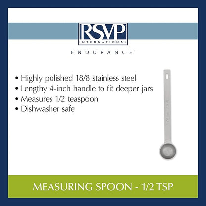 RSVP International Endurance Kitchen Collection Open Stock Measuring Spoon, Stainless Steel, Dishwasher Safe, 0.5-Teaspoon - Image 6