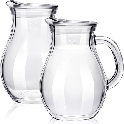 Leinuosen 2 Pcs Glass Pitcher Elegant Shaped Glass Tea Pitcher Coffee Milk Creamer Pitchers Creative Milk Frothing Pitchers Frother Cup Creamer Jug(250 ml,Elegant Style)