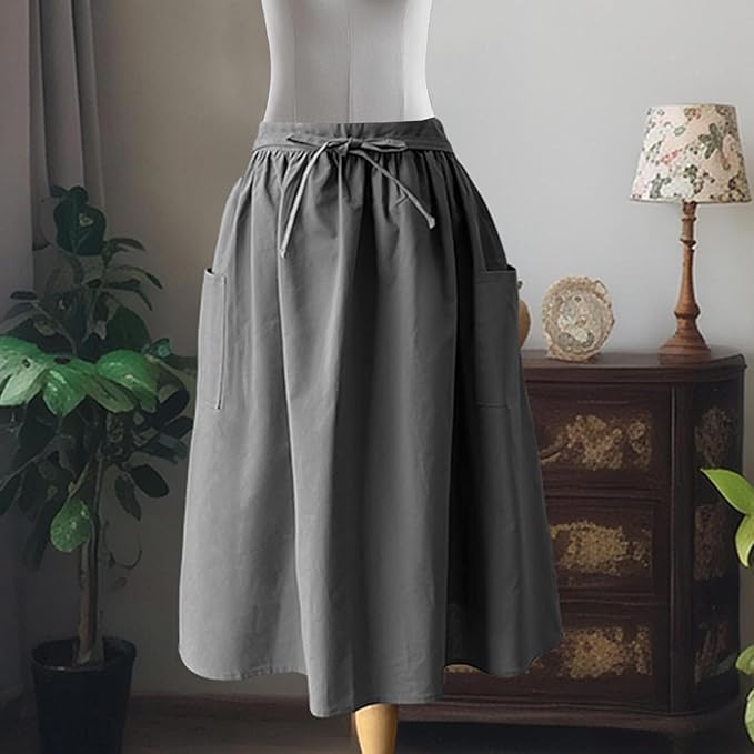 Cotton Linen Half Apron for Women Vintage Waist Apron Ruffle Plain Bright Color for Cooking Painting Artwork