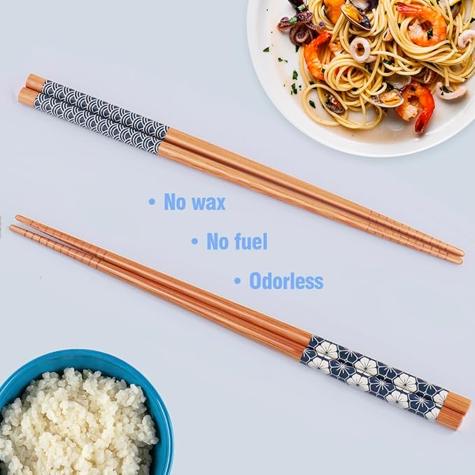 GLAMFIELDS Bamboo Chopsticks Reusable Japanese Style Lightweight 5 Pairs Ramen Chop Sticks Case Gift Set - Image 3