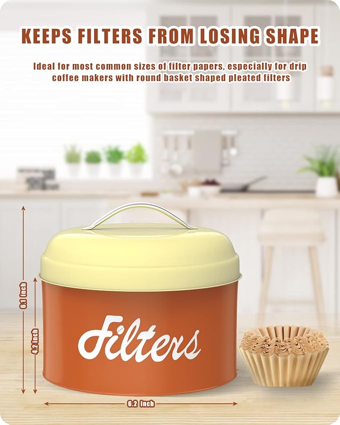 Coffee Filter Holder, Coffee Bar Accessories for Coffee Bar Station, Basket Round Coffee Filter Container Storage for Counter, Coffee bar Decor(Brown) - Image 2